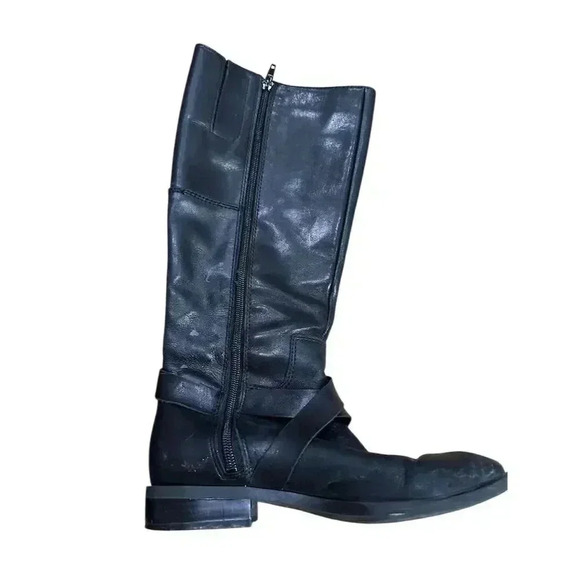 Nine West Women's‎ Black Leather Riding Boots Size 6M Knee High Zip - Picture 7 of 7